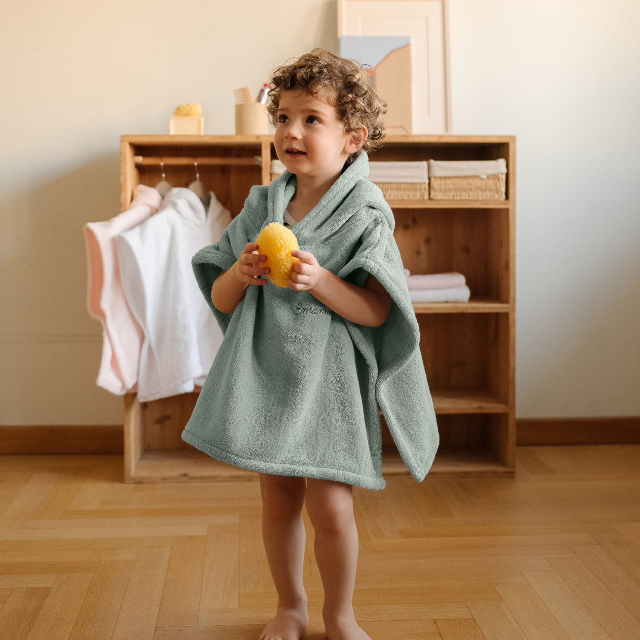 Bath Poncho
- Ages 2-4- Sage green- Cotton - Dalfilo
