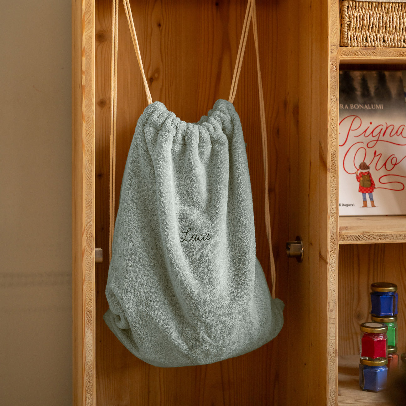 Kids Drawstring Bag
- One Size- Sage Green- Cotton - Dalfilo