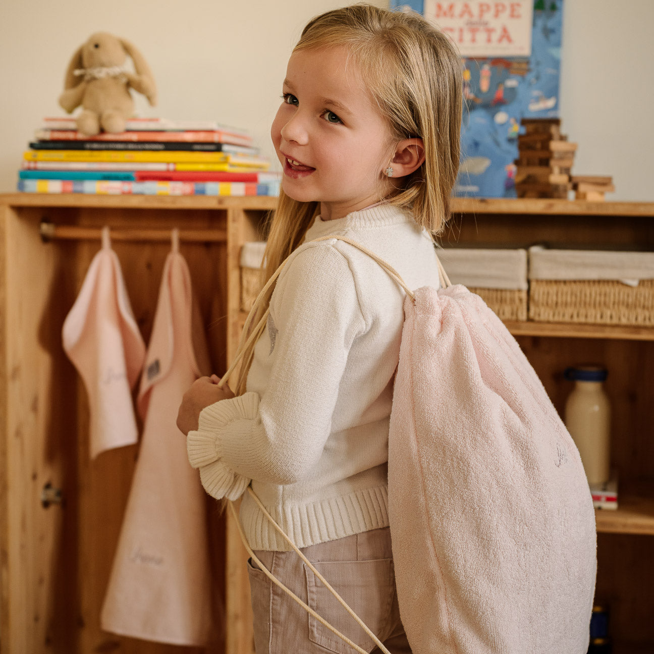 Kids Drawstring Bag
- One Size- Cherry Pink- Cotton - Dalfilo