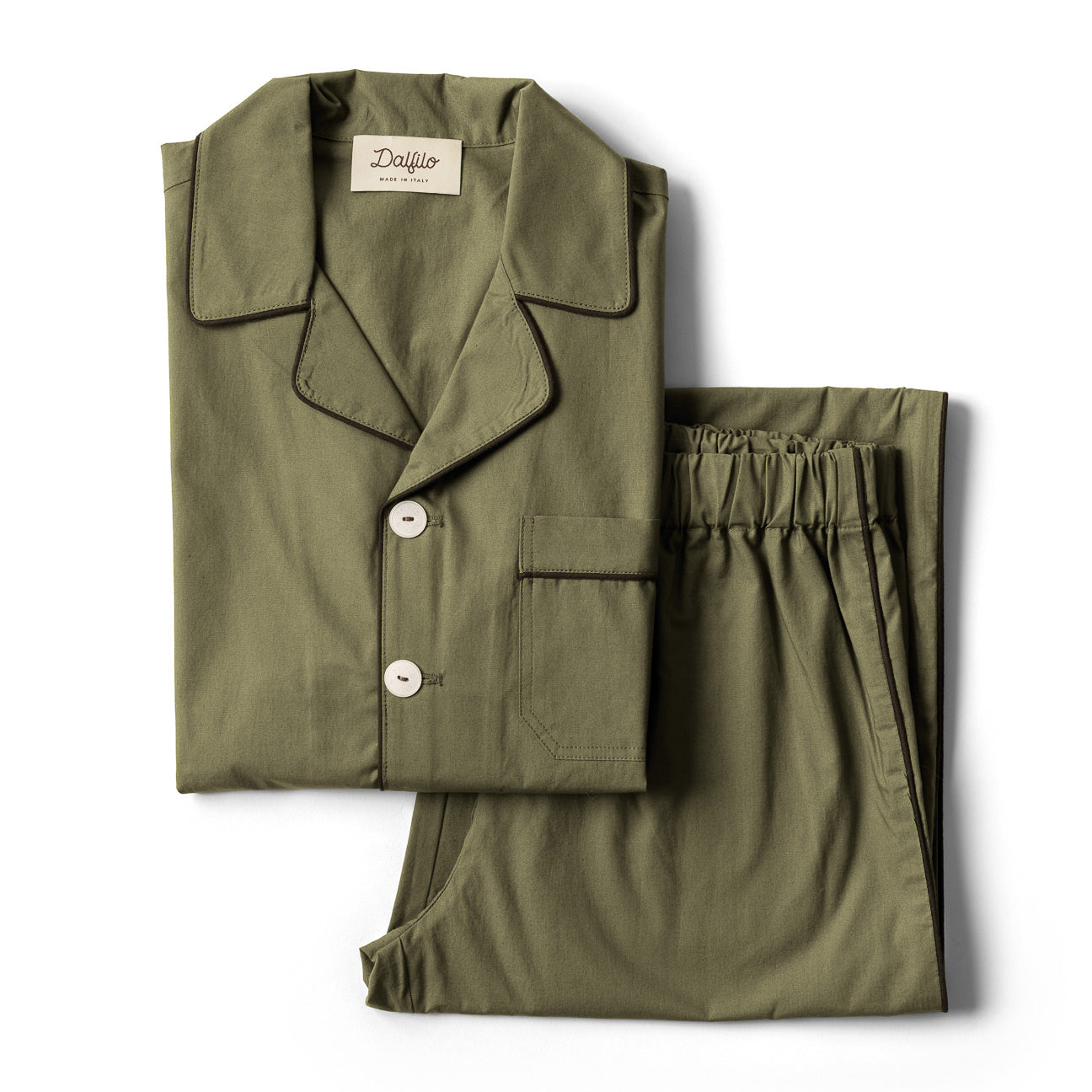 Washed Percale Pyjama Set
- XS- Military Green- Percale - Dalfilo