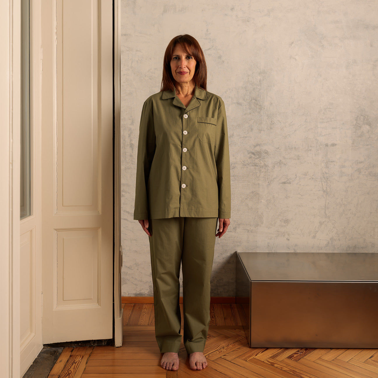 Washed Percale Pyjama Set
- XS- Military Green- Percale - Dalfilo