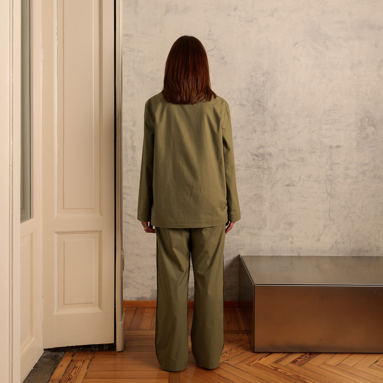 Washed Percale Pyjama Set
- XS- Military Green- Percale - Dalfilo