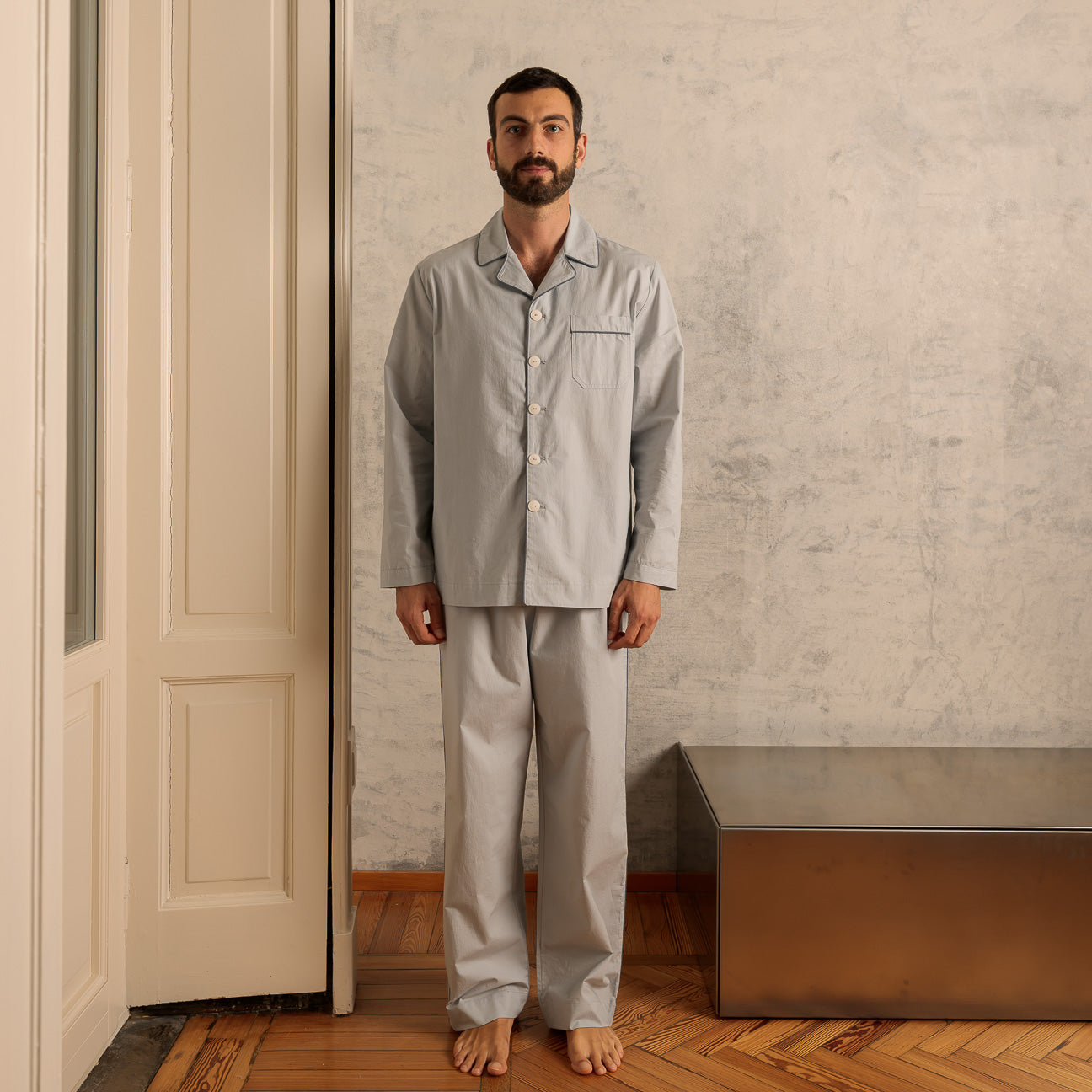 Washed Percale Pyjama Set
- XS- Pearl Grey- Percale - Dalfilo