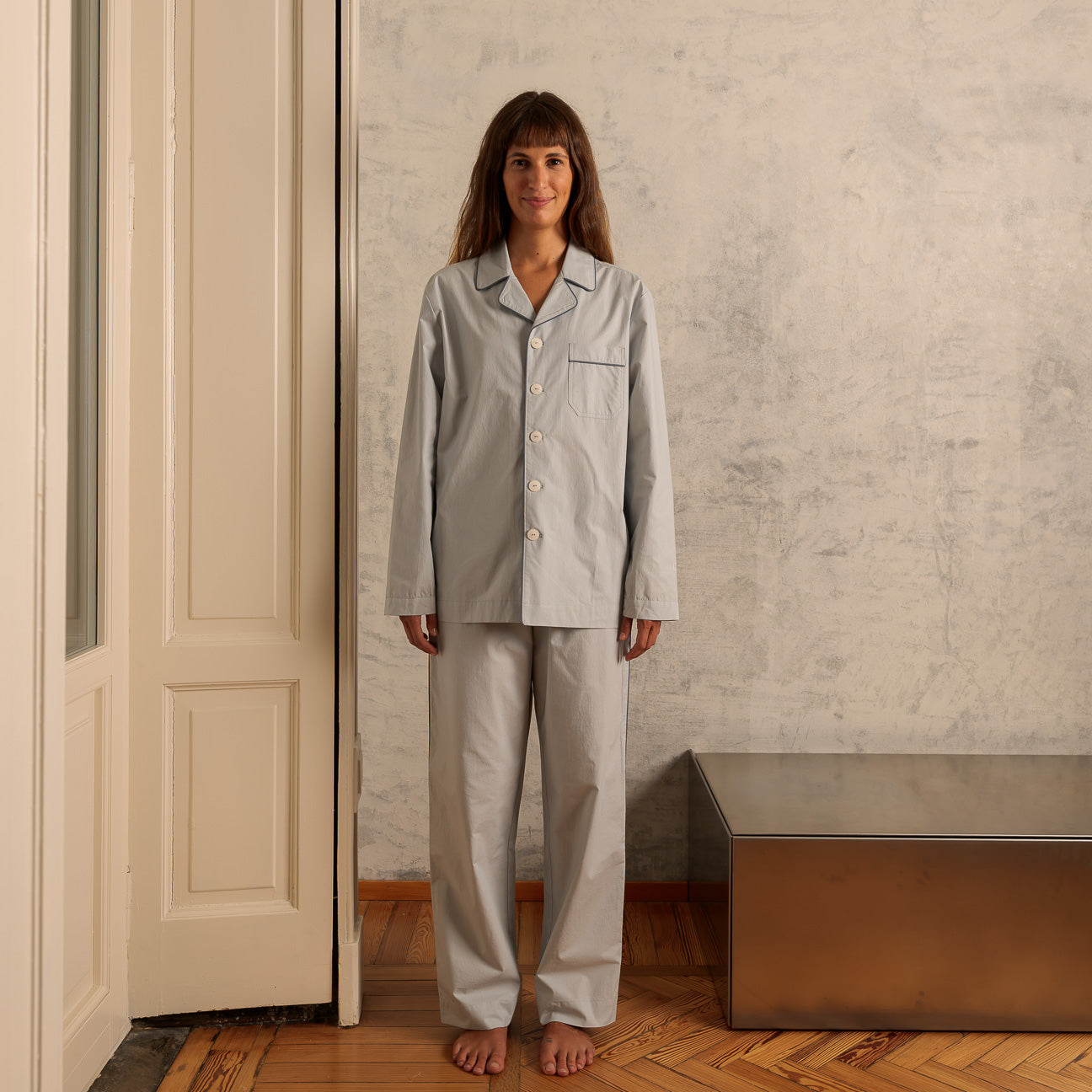Washed Percale Pyjama Set
- XS- Pearl Grey- Percale - Dalfilo