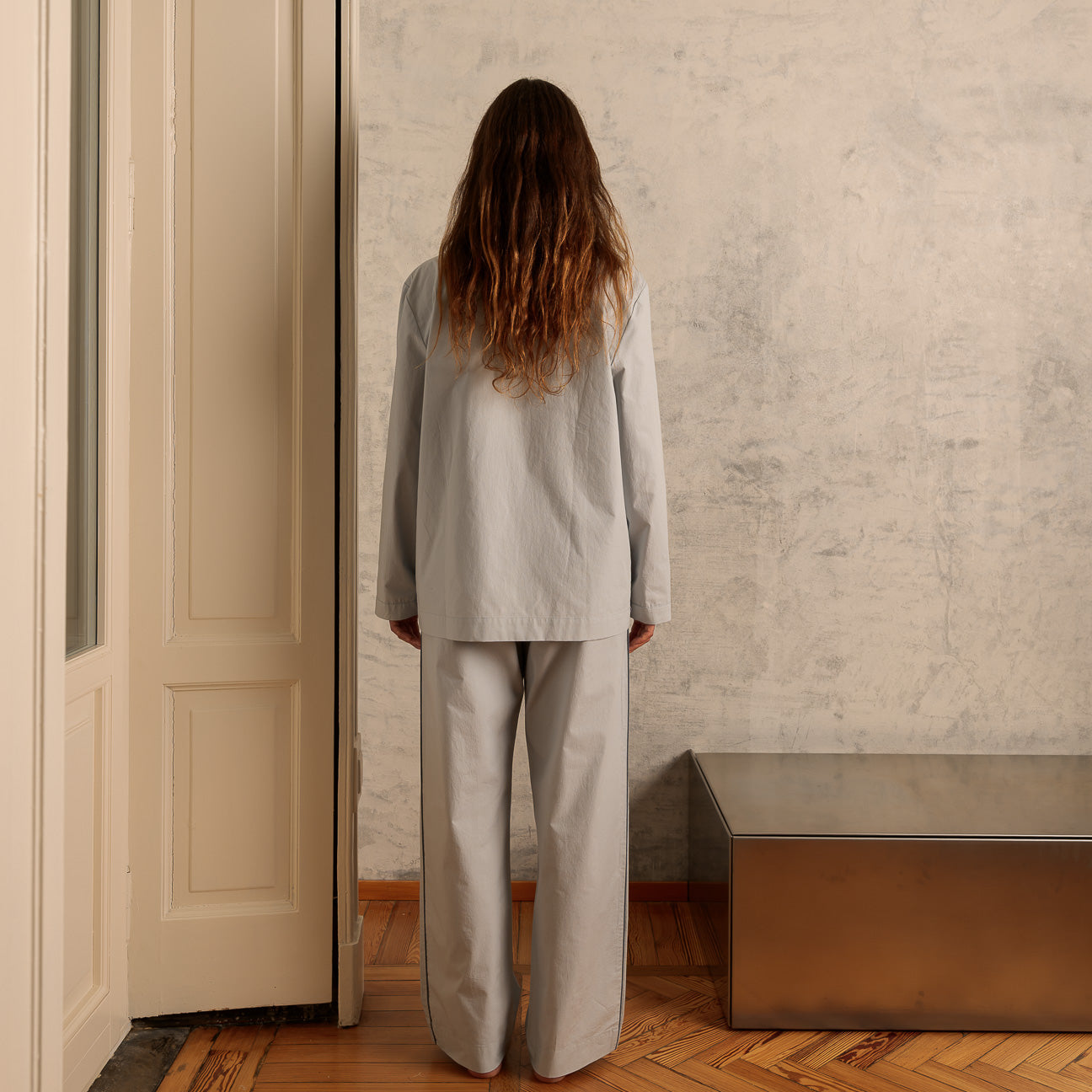 Washed Percale Pyjama Set
- XS- Pearl Grey- Percale - Dalfilo