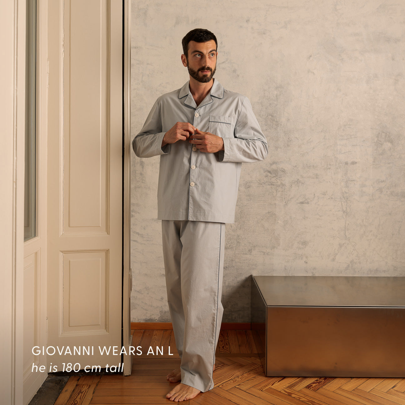 Washed Percale Pyjama Set
- XS- Pearl Grey- Percale - Dalfilo