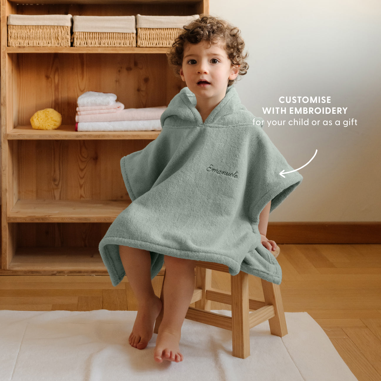Bath Poncho
- Ages 2-4- Sage green- Cotton - Dalfilo