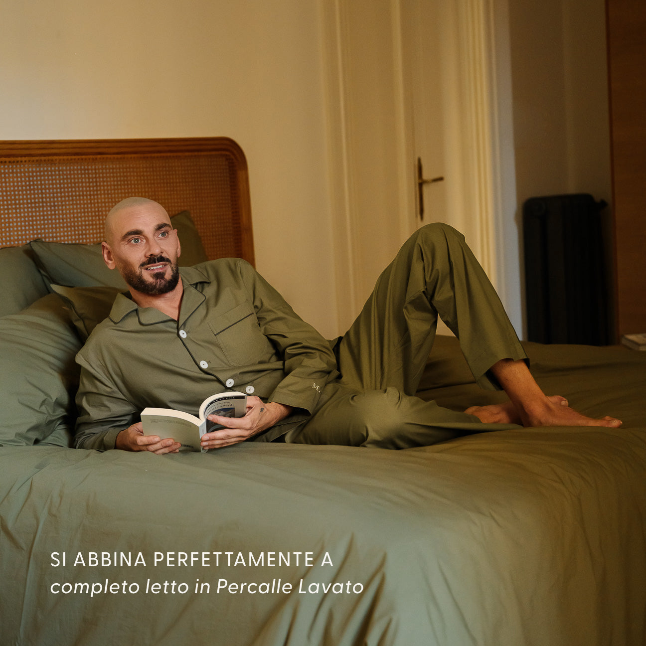 Washed Percale Pyjama Set
- XS- Military Green- Percale - Dalfilo