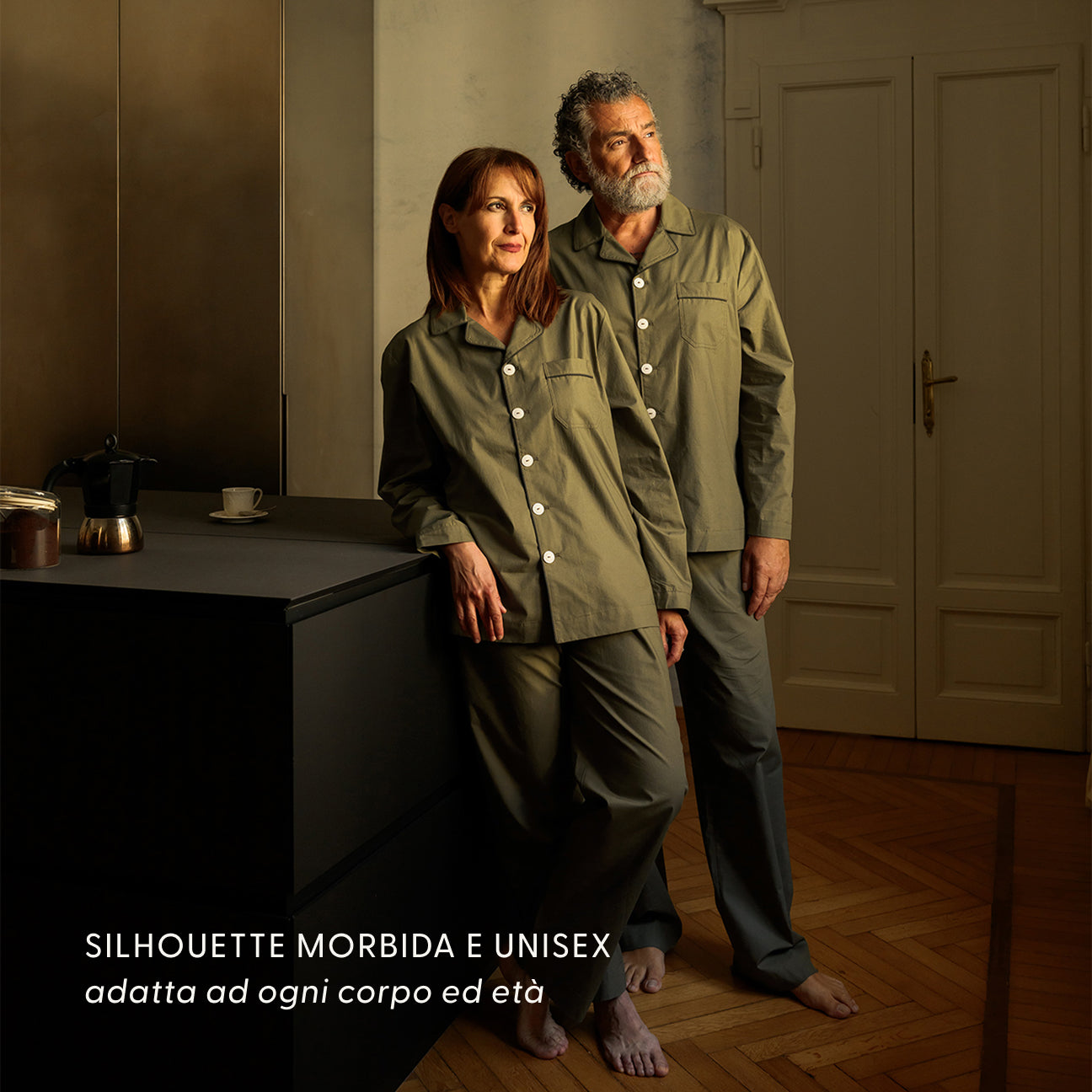 Washed Percale Pyjama Set
- XS- Military Green- Percale - Dalfilo