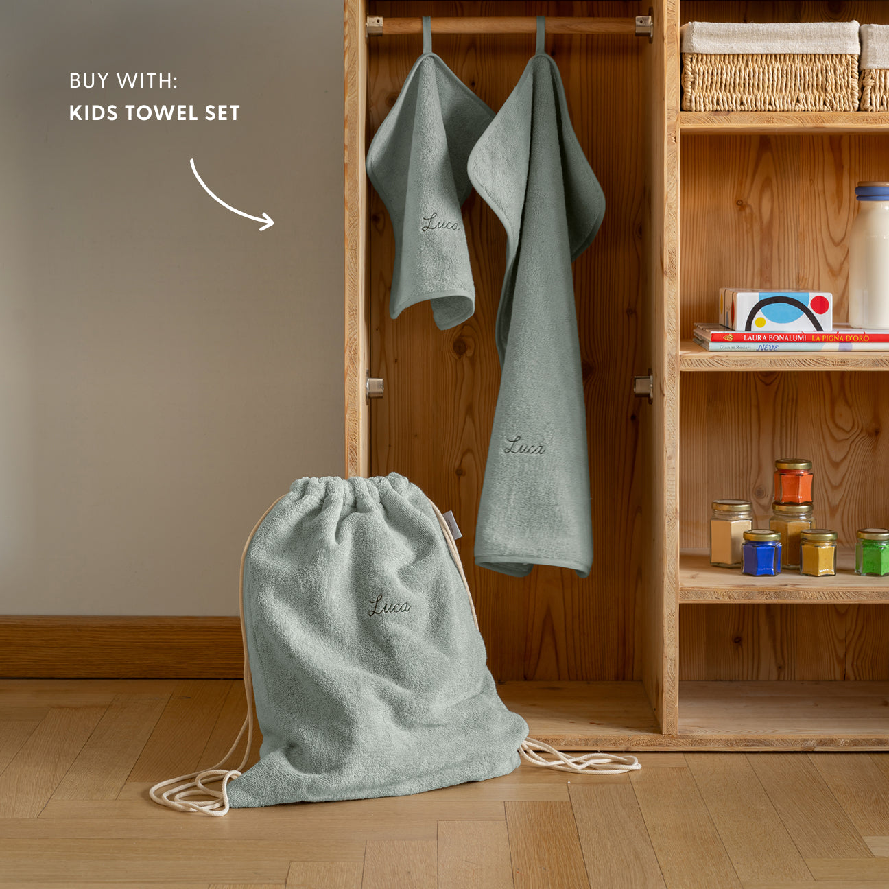 Kids Drawstring Bag
- One Size- Sage Green- Cotton - Dalfilo