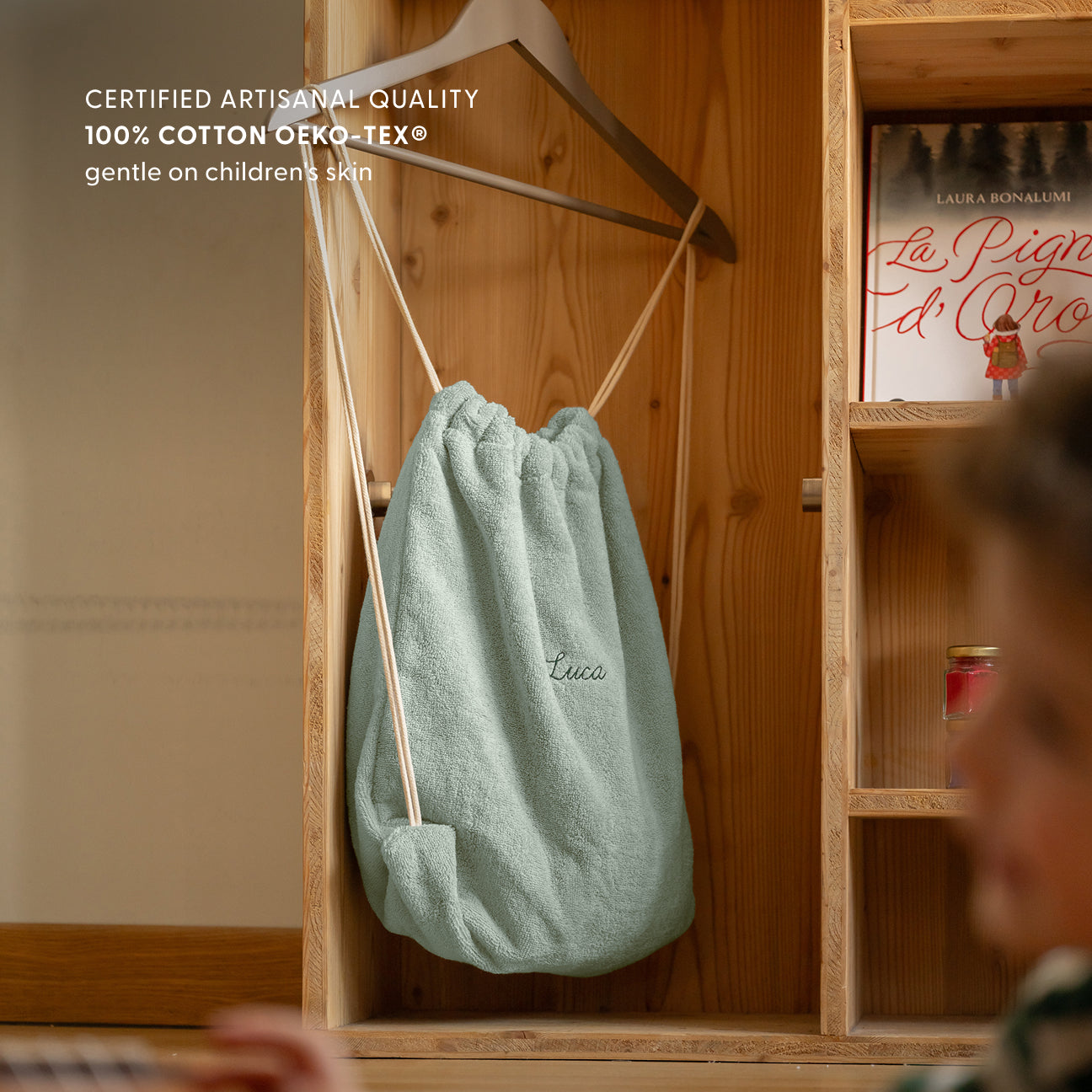 Kids Drawstring Bag
- One Size- Sage Green- Cotton - Dalfilo
