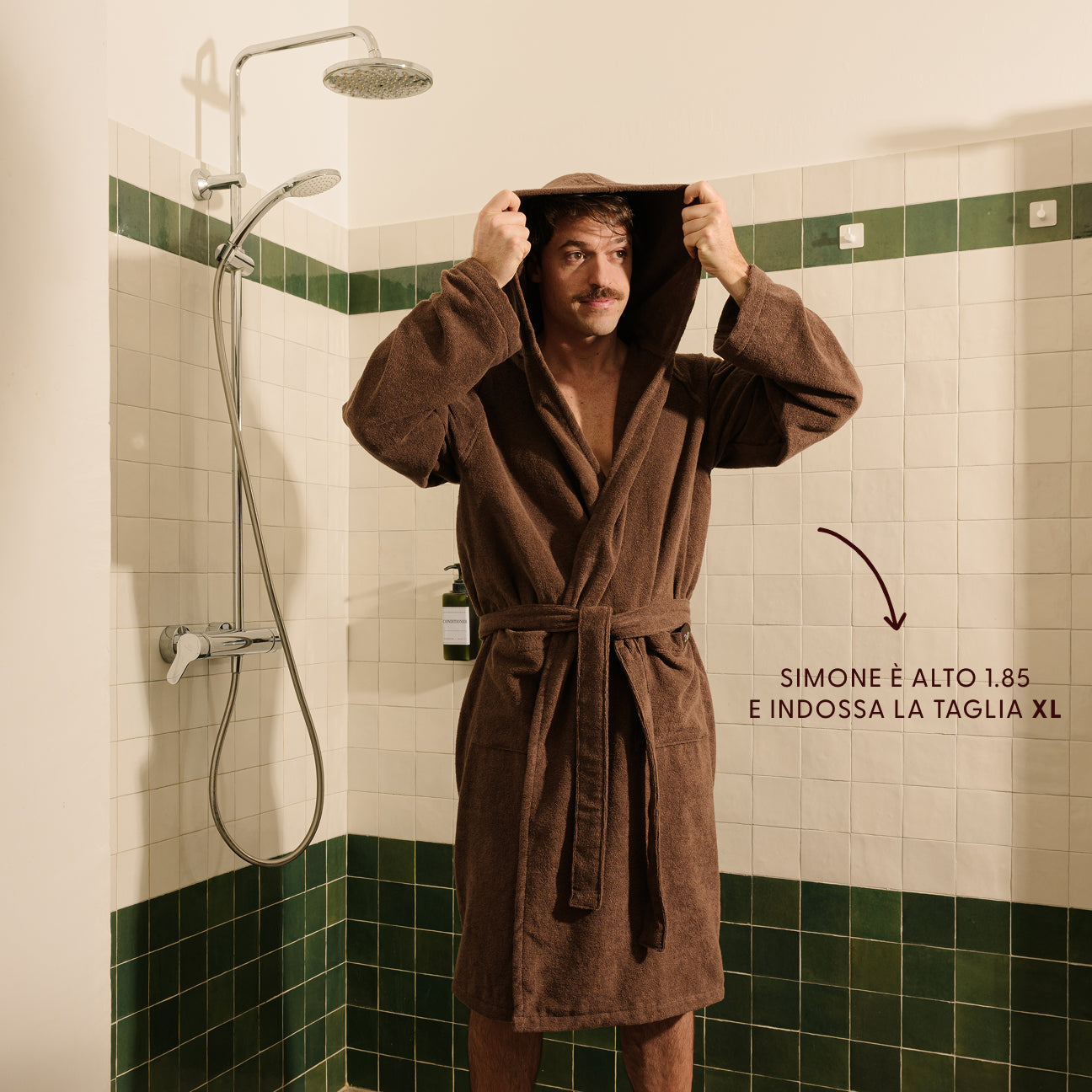 Hooded Sports Bathrobe
- S- Ebony- Cotton - Dalfilo